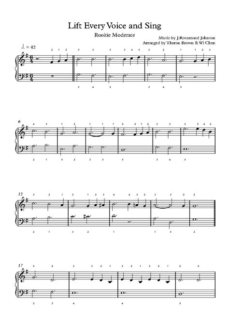 Lift Every Voice and Sing by Traditional Sheet Music & Lesson | Rookie Level