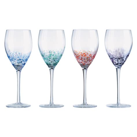 Set of 4 Speckle Wine Glasses - The DRH Collection