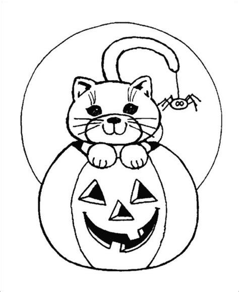 Black Cat in Pumpkin Coloring Pages - Free Printable Coloring Pages