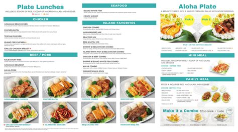 Ono Hawaiian BBQ menu in Sacramento, California, USA