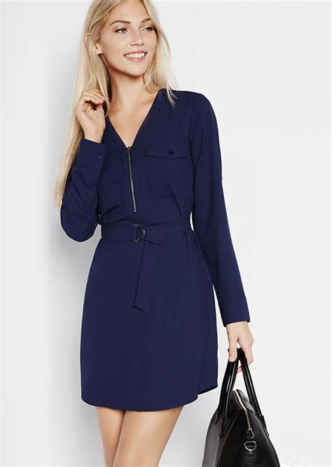 Express dresses express long sleeve zip front shirt dress VJXVPZV ...