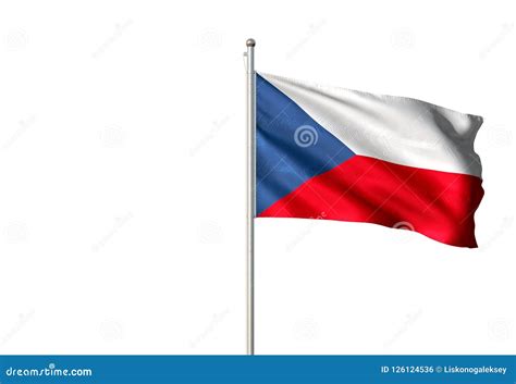 Czech Republic National Flag Waving Isolated White Background Realistic ...