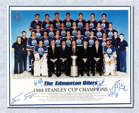 1987-88 Edmonton Oilers Team Signed Stanley Cup 8x10 Photo 5 Autographs