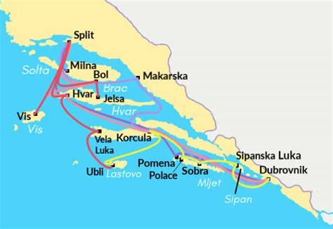 Croatia Ferries Map - Catamaran and ferry routes - Visit Croatia