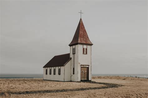 Simple church on seaside scene Stock Photo free download