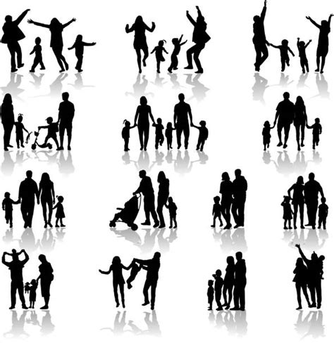 Black Family Silhouette Vector