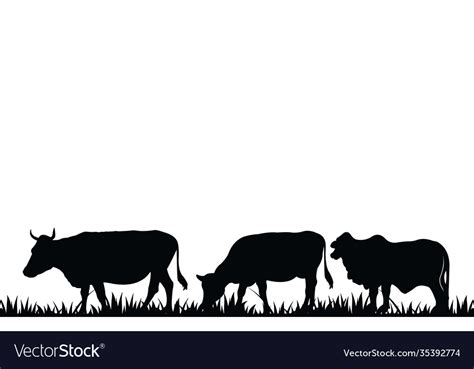 Silhouette a cow farm animals cows isolated Vector Image