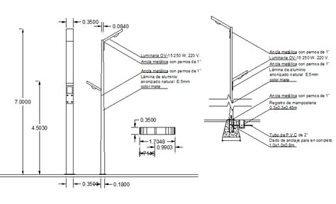 Aluminium light pole installation details dwg file - Cadbull