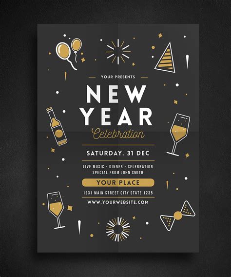 New Year Celebration Flyer Template AI, PSD Flyer Design Templates, Print Templates, Brochure ...