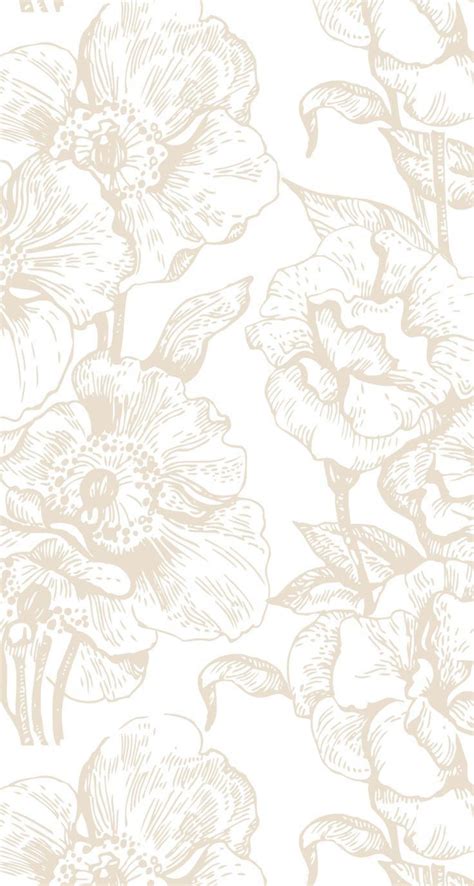 a white and beige flower wallpaper pattern