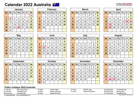 2022 Calendar Printable Australia Printable Calendar 2021 - PELAJARAN