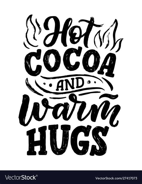 Hot cocoa hand lettering composition drawn Vector Image