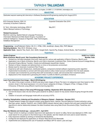 Tapashi talukdar resume fall 2016 | PDF