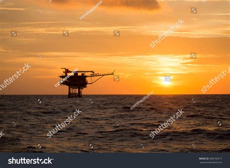 Offshore Oil Rig Platform Sunset Sunrise Stock Photo (Edit Now ...