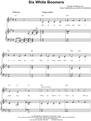 Rolf Harris "Six White Boomers" Sheet Music - Download & Print