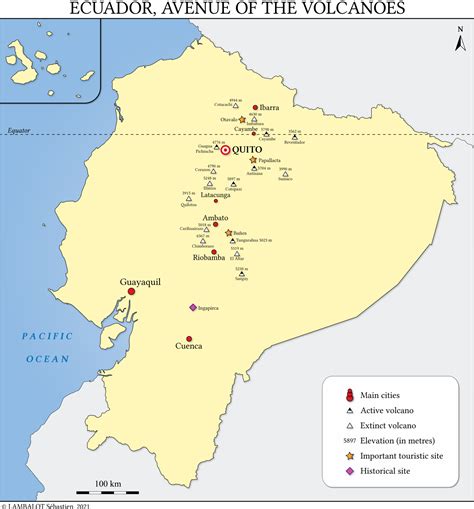 Ecuador Volcanoes Map