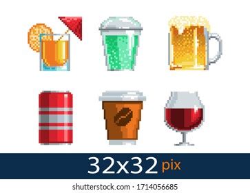 Pixel Style Drinks Icon Vector Illustration Stock Vector (Royalty Free ...