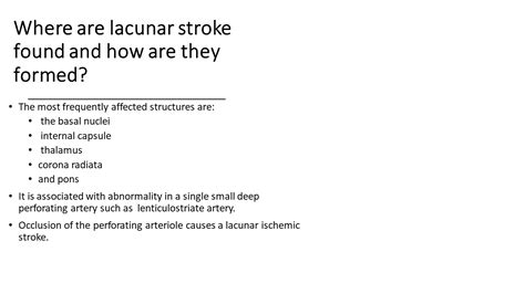 Where are lacunar stroke found and how are they formed? - World Stroke Academy