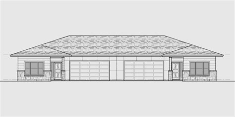 One Story Duplex House Plan With Two Car Garage By Bruinier & Associates