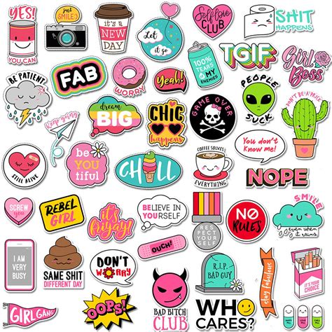 Cute Water Bottles Stickers for VSCO Girls(44 Pack) - Laptops Sticker for Teens Feminist ...