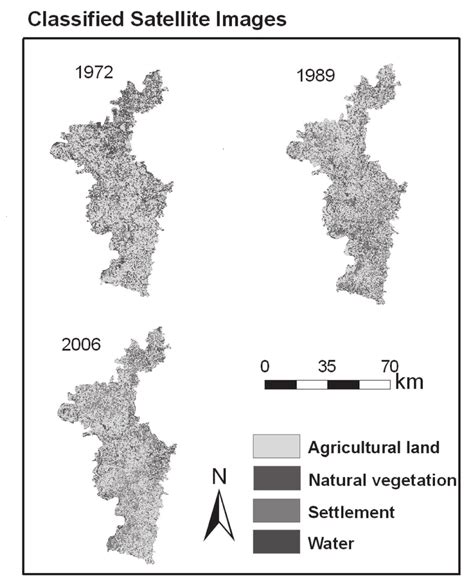 Supervised classificafied images of Nadia district of 1972, 1989 and ...