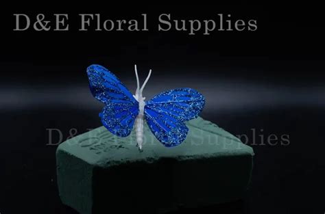 2.37 Inches Royal Blue Butterflies Made With Feathers For Flower ...