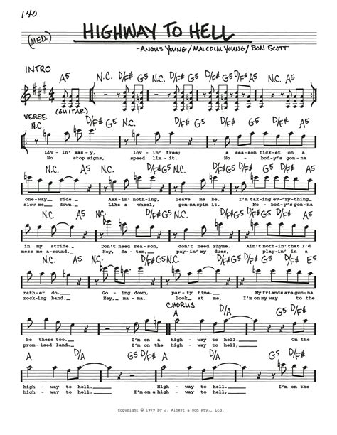 Highway To Hell Sheet Music | AC/DC | Real Book – Melody, Lyrics & Chords