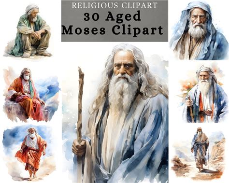 Moses Clipart , Book of Moses , Watercolor Moses Sublimation Design for Scrapbooking , Junk ...