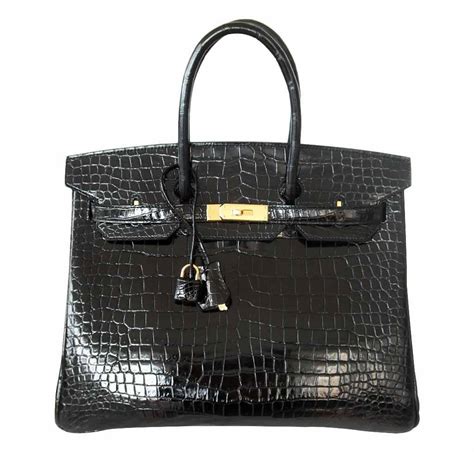 Hermès Birkin 35 Black Porosus Crocodile Bag GHW | Baghunter