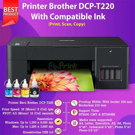 Promo Printer Ink Tank Brother Dcp-T220 Dcp T220 Original Tinta D60Bk Bt5000 - Compatible Ink ...