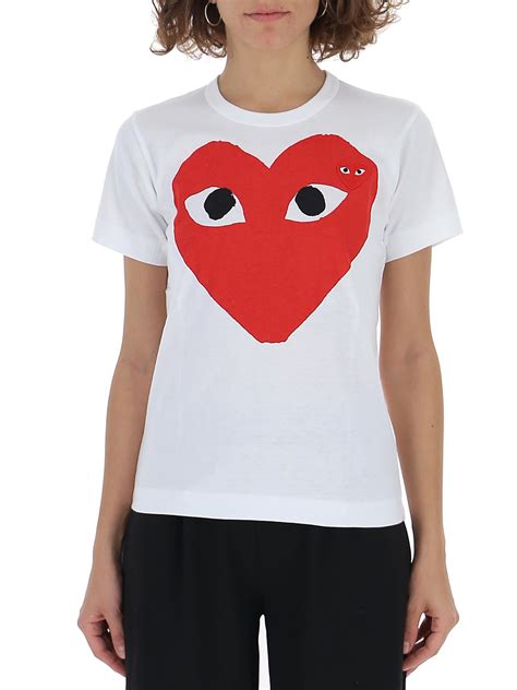 COMME DES GARÇONS PLAY Cotton Double Heart Logo T-shirt in White - Save ...