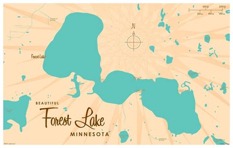 Forest Lake Minnesota Map Vintage-Style Art Print by Lakebound (12" x 18"). - Walmart.com ...