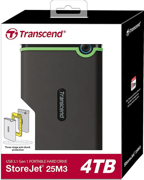 TRANSCEND Storejet 25M3 Hard Disk 4TB, USB 3.1 External Hard Drive ...