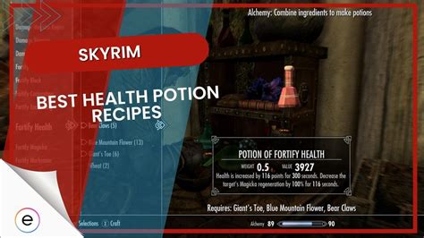 Skyrim: Health Potions [How To Make & Best Ingredients]