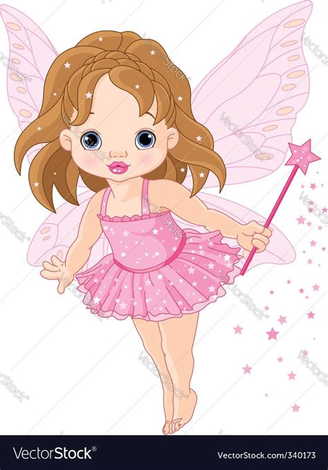 Cute baby fairy vector image on (With images) | Fairy cartoon, Baby fairy, Fairy drawings