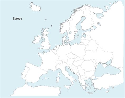 Europe Map Printable Blank