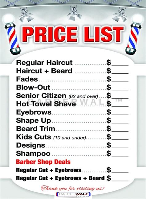 Barber Shop Price List - Barber Posters at Barberwall.com – Barberwall Posters