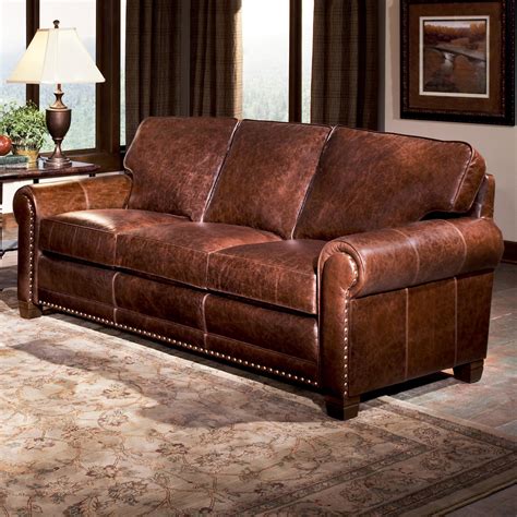 Smith Brothers 393 393L-10 Traditional Stationary Sofa with Nailhead Trim | Dunk & Bright ...