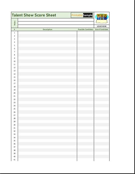 12 Free Sample Talent Show Score Sheet Templates & Samples