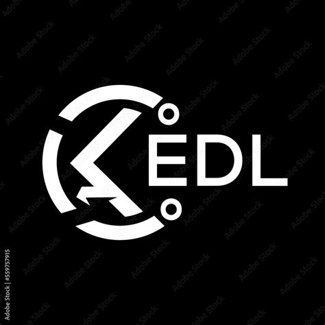 EDL letter logo. EDL white image on black background. EDL vector logo design for entrepreneur ...