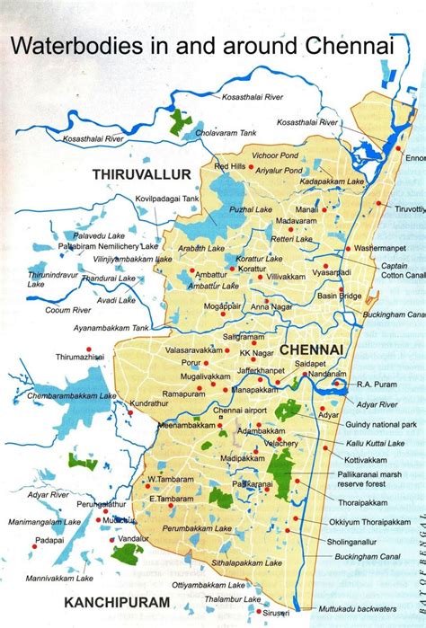 Chennai rivers map - River map of Chennai (Tamil Nadu - India)