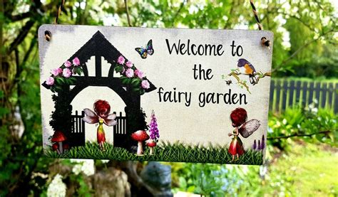 Fairy Garden Sign Personalised Any Message Hanging Plaque | Etsy UK