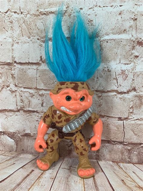 Vintage 1992 Battle Troll Warrior General Troll Action Figure Toy Doll By Hasboro Blue Hair ...