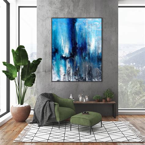 Abstract Painting Blue Abstract Canvas Art Large Wall Art | Etsy