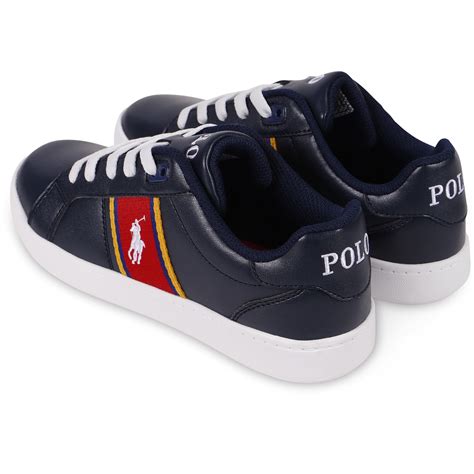 Polo Ralph Lauren Boys Lace Up Sneakers in Navy - BAMBINIFASHION.COM