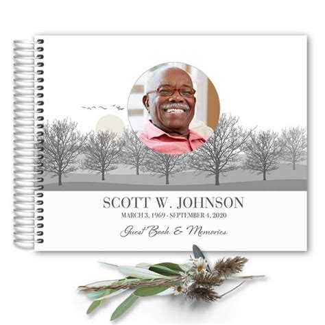 Custom Funeral Guest Book with Photo, Poem and with Share a Memory