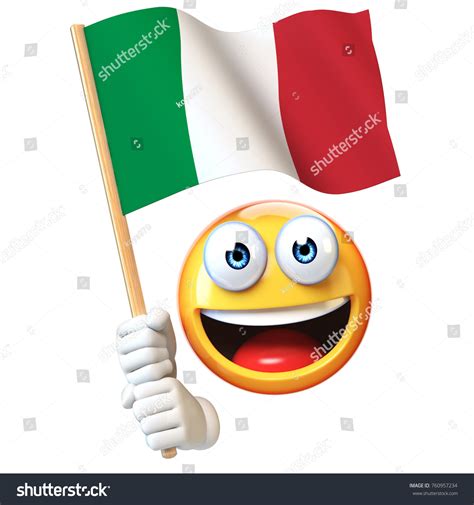 Ilustrasi Stok Emoji Holding Italian Flag Emoticon Waving 760957234 | Shutterstock