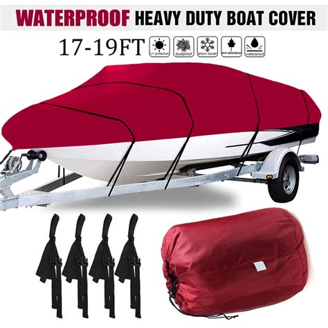 Trailerable Heavy Duty Boat Cover for 17-19ft Boat Beam Width up to 95", 210D Waterproof Fishing ...