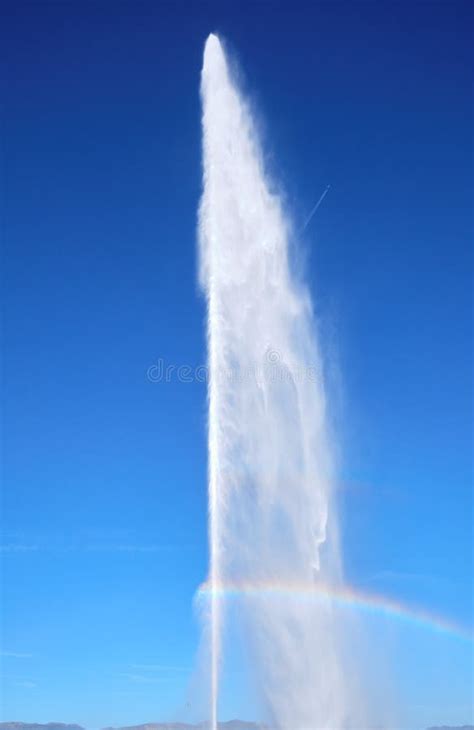 The Jet D`Eau is a Large Fountain in Geneva Stock Photo - Image of ...