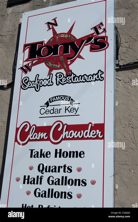 Tonys Seafood and Clam Chowder restaurant, Cedar Key, Florida, United States, USA Stock Photo ...